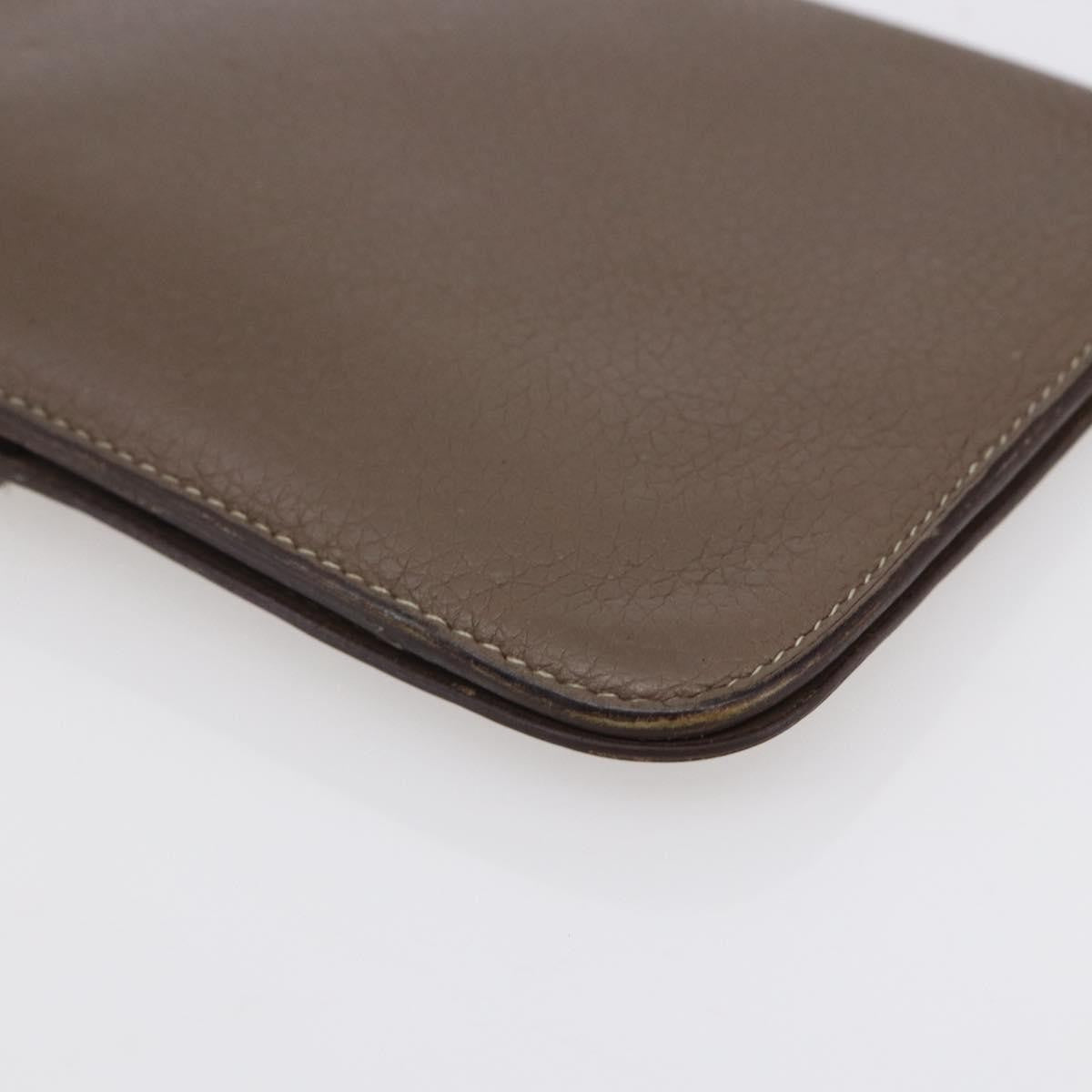 Hermes Dogon Duo Combined Wallet Leather, Gray, Leather, Wallet