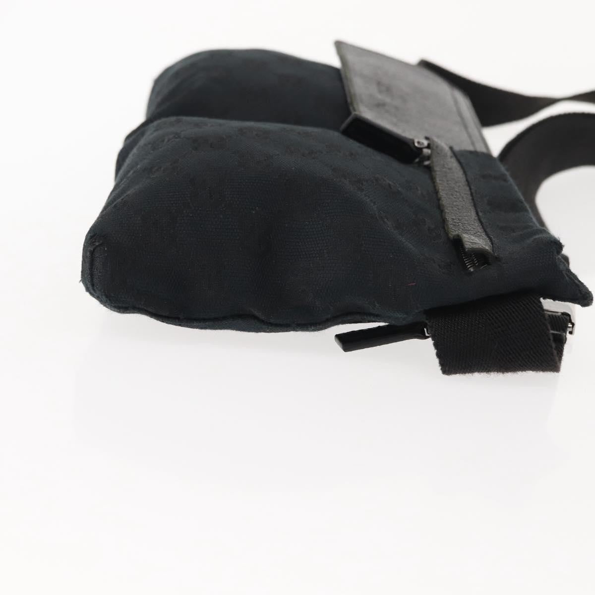 Gucci Vintage Double Belt Bag GG Canvas with Leather, BLACK, CANVAS, Shoulder bag