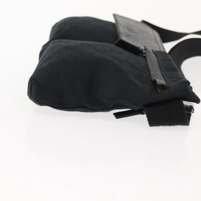 Gucci Vintage Double Belt Bag GG Canvas with Leather, BLACK, CANVAS, Shoulder bag