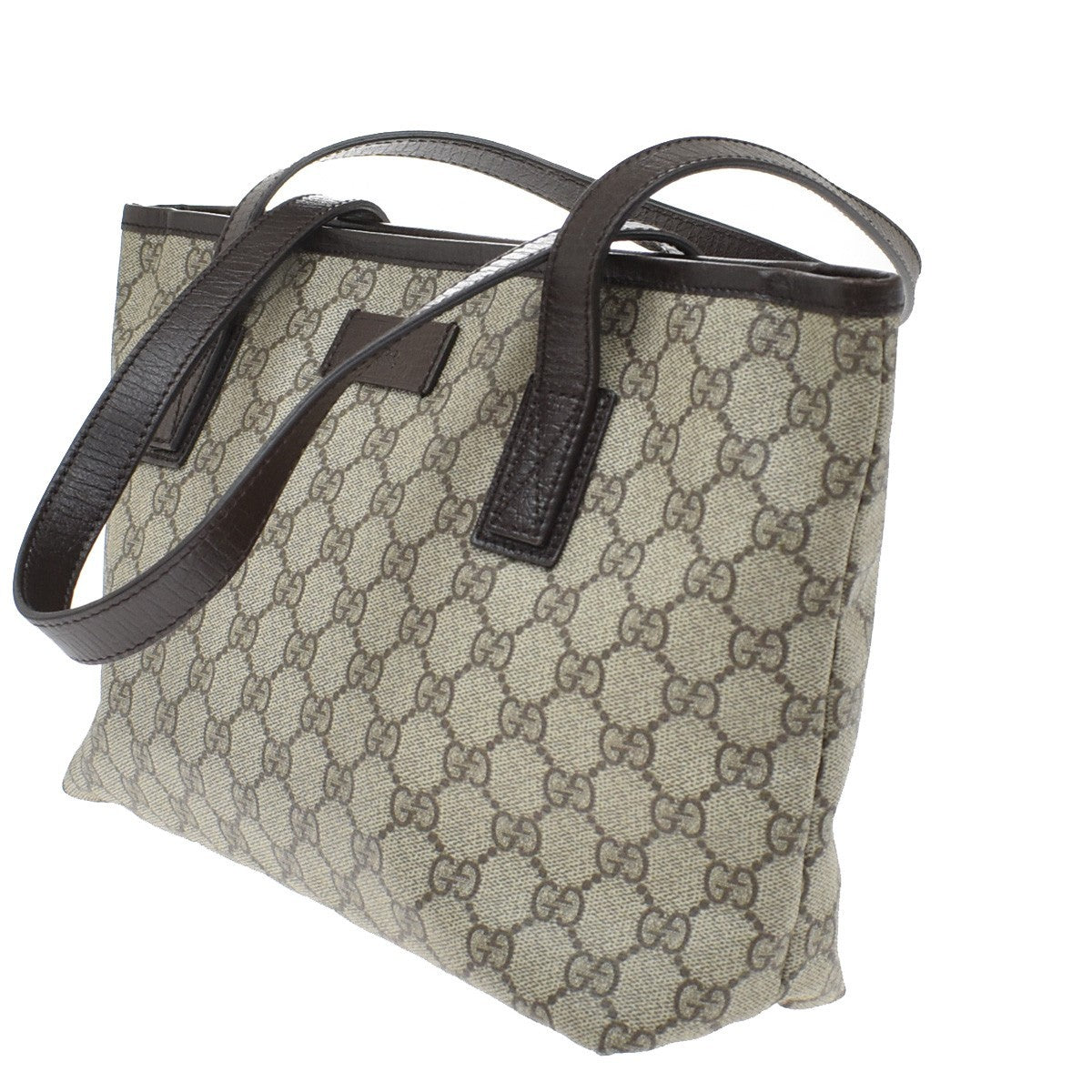 Gucci Plus Tote GG Coated Canvas with Leather, BROWN, CANVAS, Tote bag