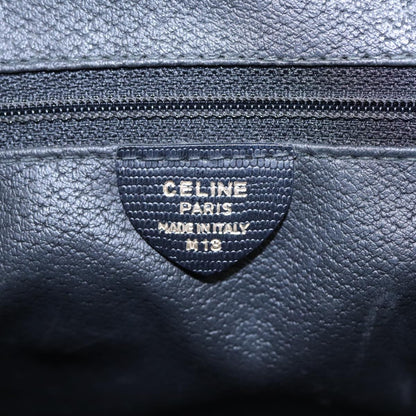 Celine Circle Logo Handbag Leather, BLACK, LEATHER, Handbag