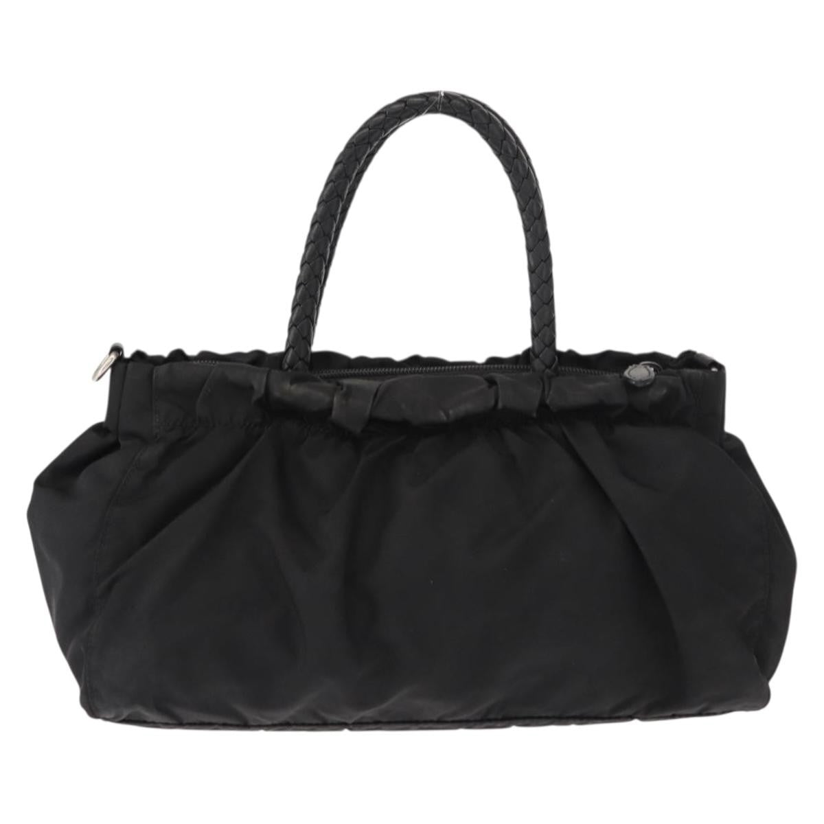 Prada Bow Convertible Tote Tessuto, BLACK, NYLON, Handbag