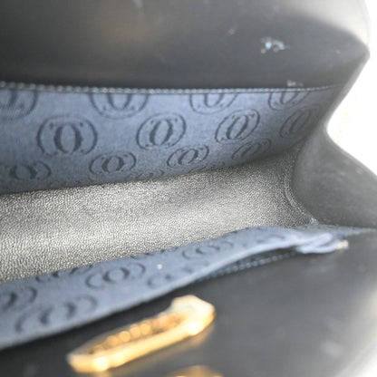 cartier Vintage Shoulder Bag Leather, Navy, Leather, Shoulder Bag