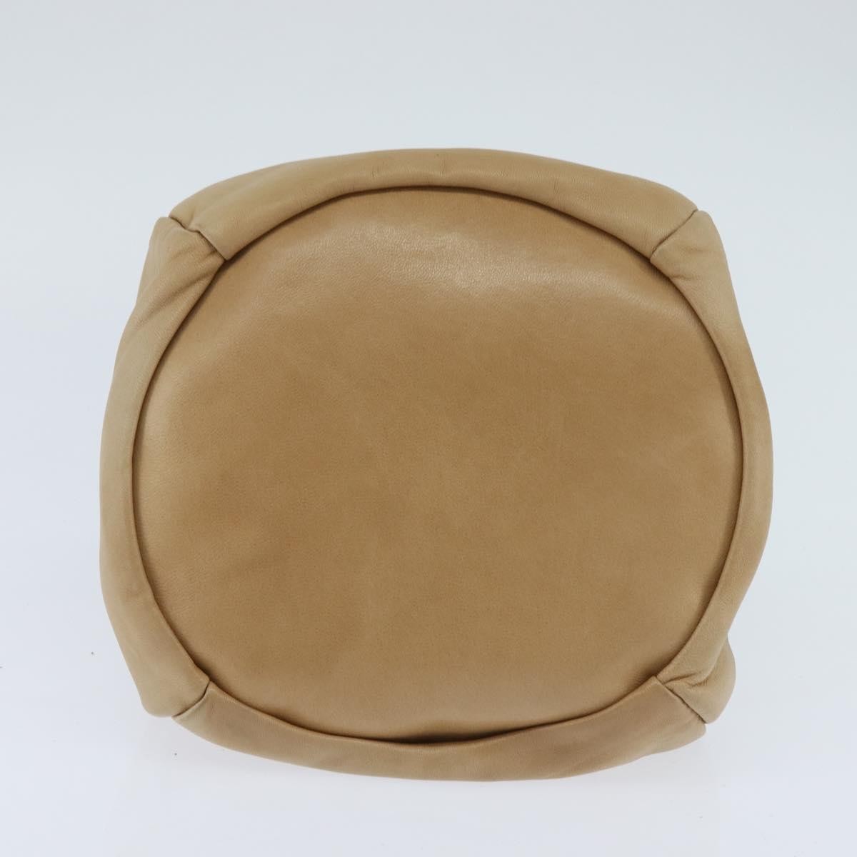 Chanel Vintage Drawstring Pouch Leather, BEIGE, LEATHER, Clutche & pouche