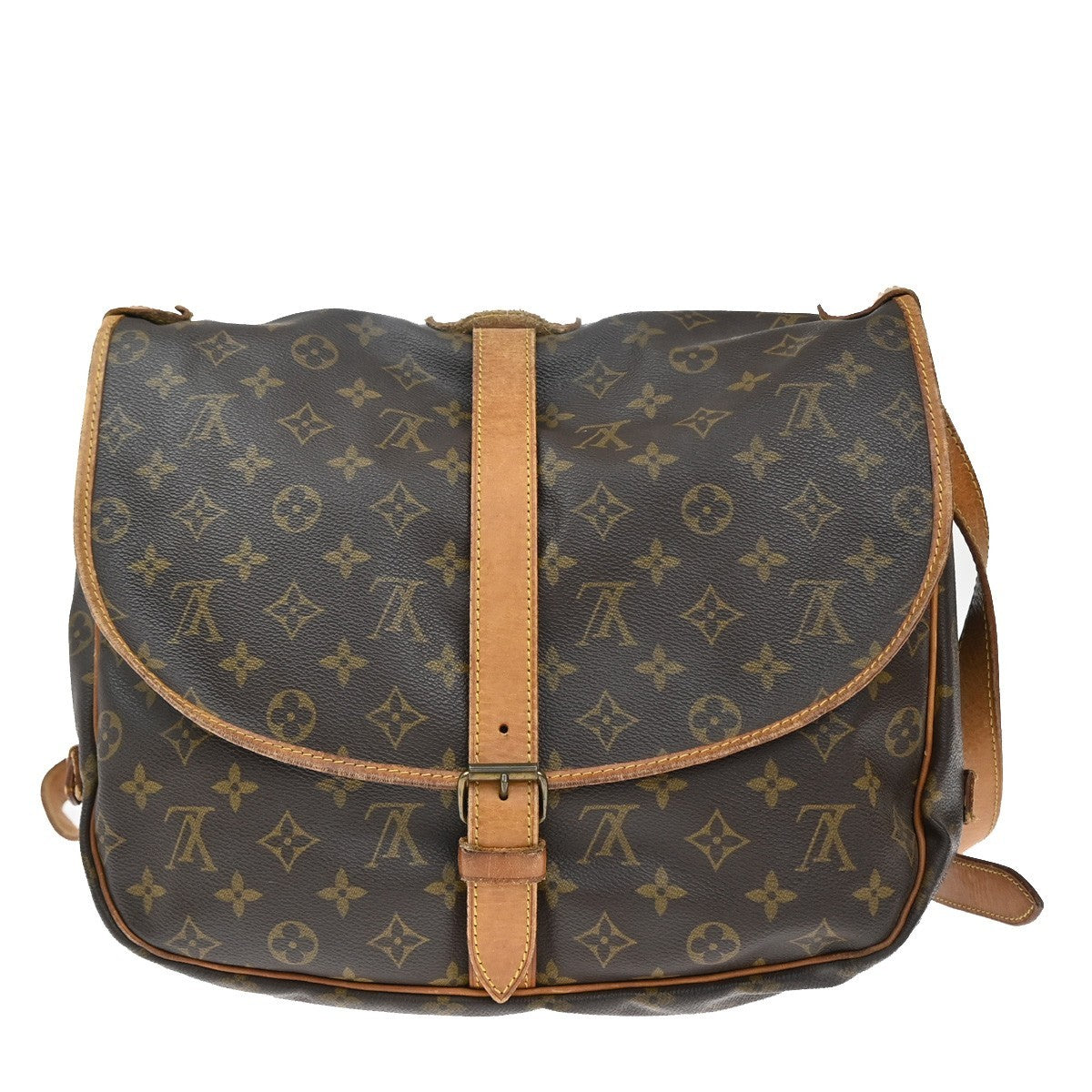 Louis Vuitton Saumur Handbag Monogram Canvas, BROWN, CANVAS, Shoulder bag