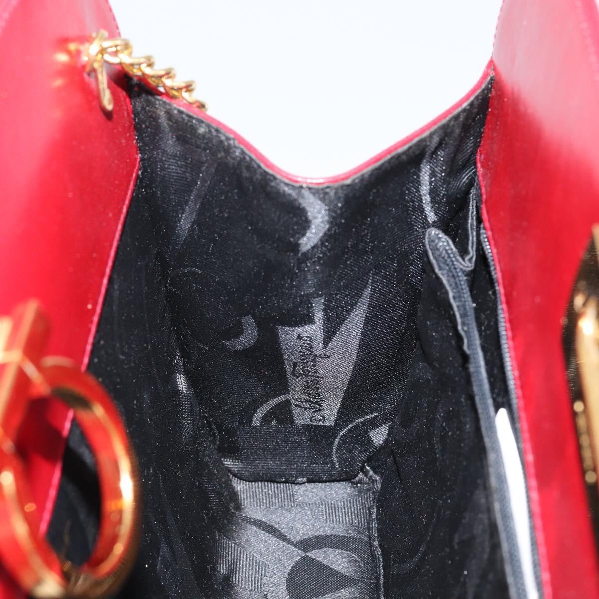 Salvatore Ferragamo Vintage Gancini Chain Shoulder Bag Leather, RED, LEATHER, Shoulder bag