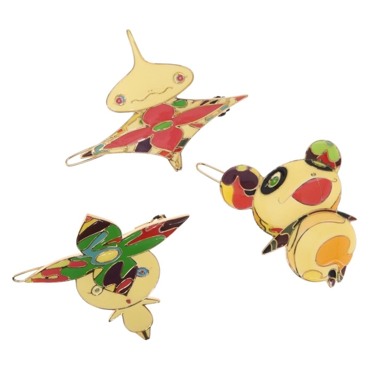 Louis Vuitton Murakami Hair Clip Set Metal and Enamel, MULTICOLOUR, METAL, Head accessory