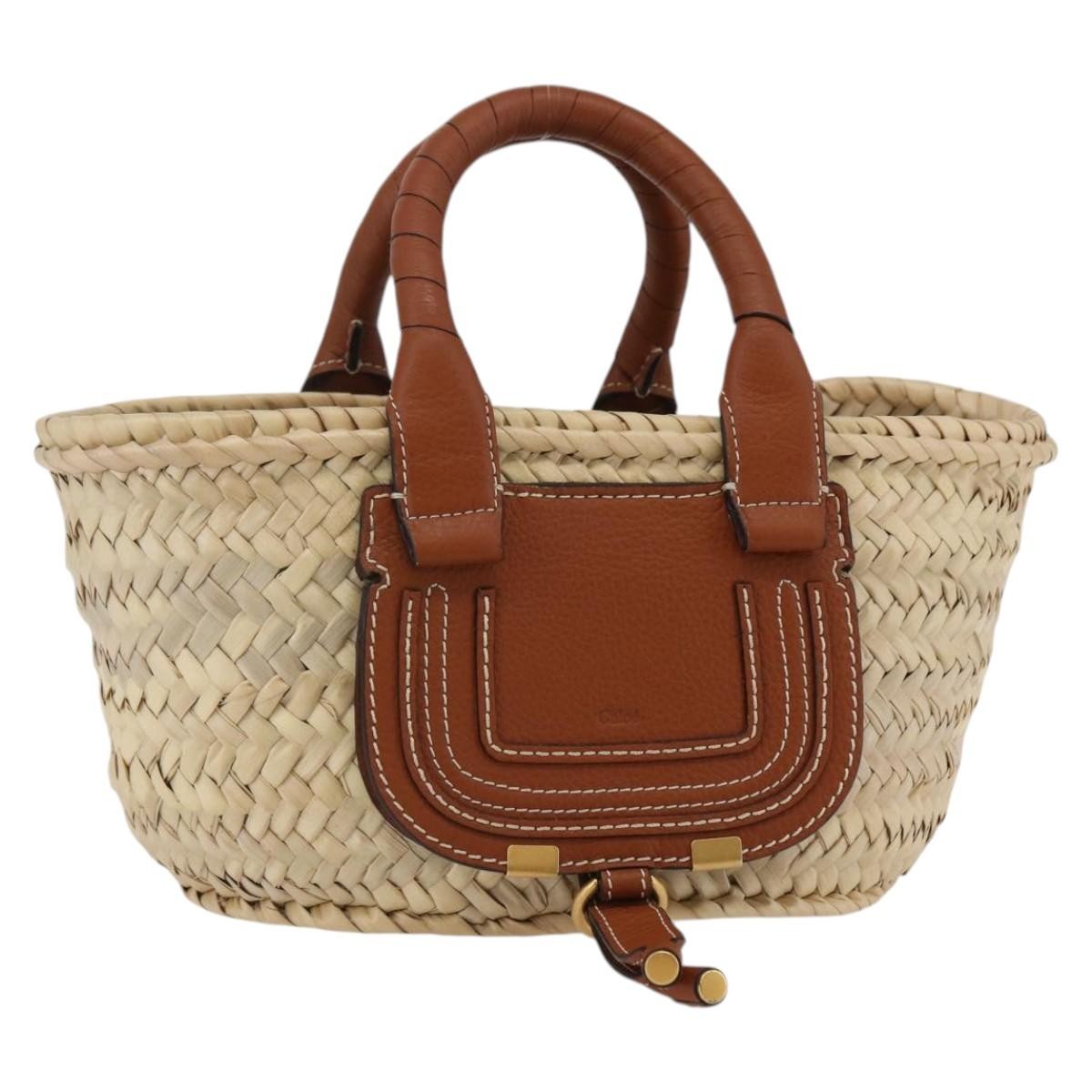 Chloe Marcie Tote RAFFIA, BEIGE, WOOD, Tote bag