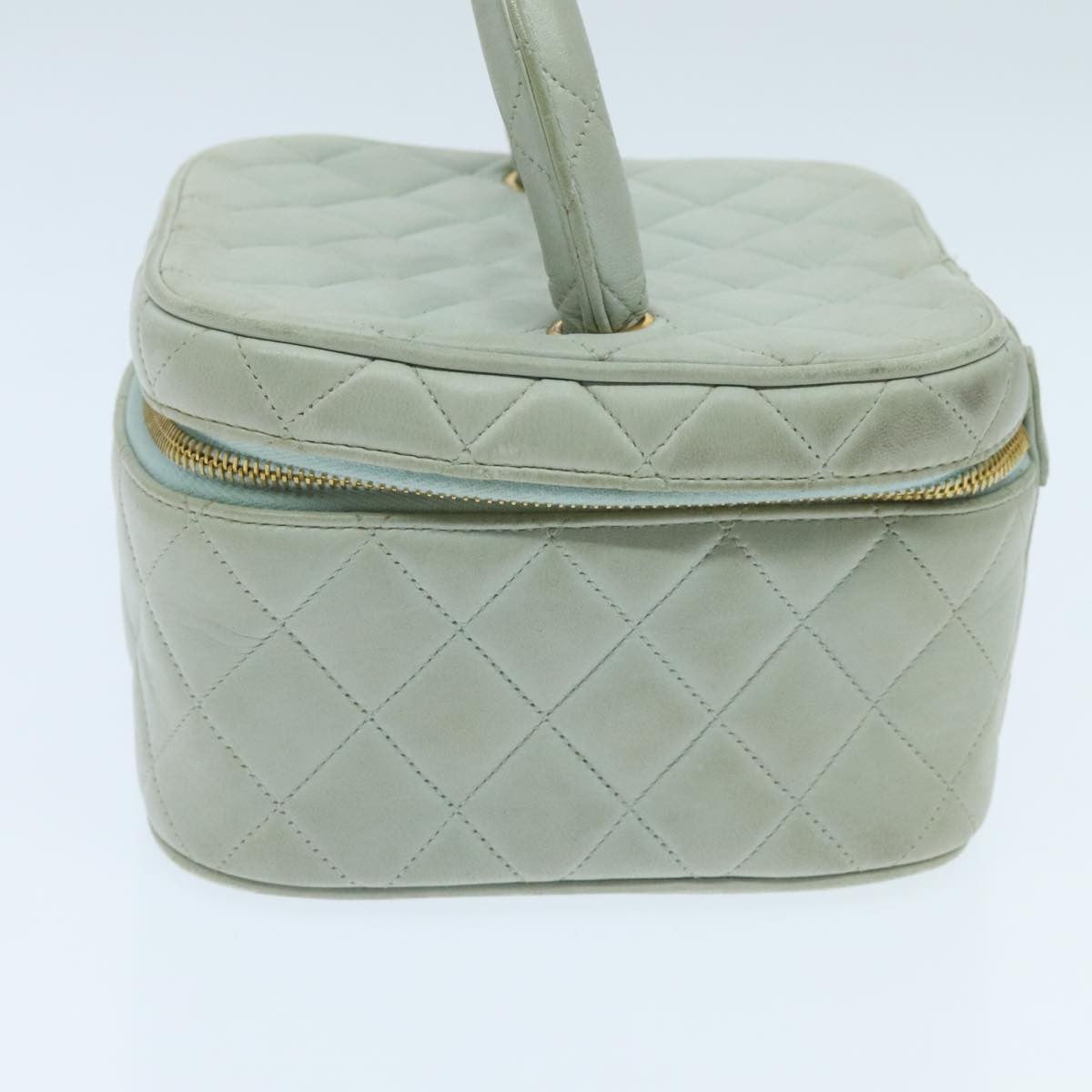 Chanel Cosmetic Case Quilted Lambskin, BLUE, LEATHER, Toiletry Case