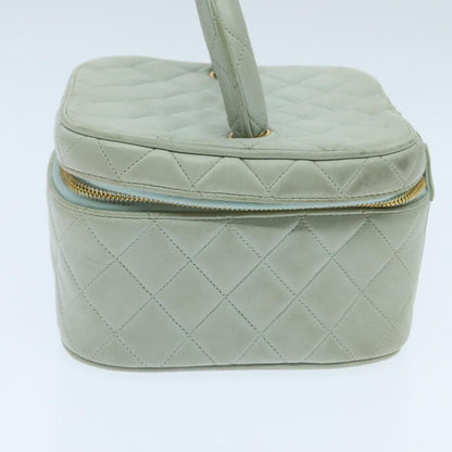 Chanel Cosmetic Case Quilted Lambskin, BLUE, LEATHER, Toiletry Case