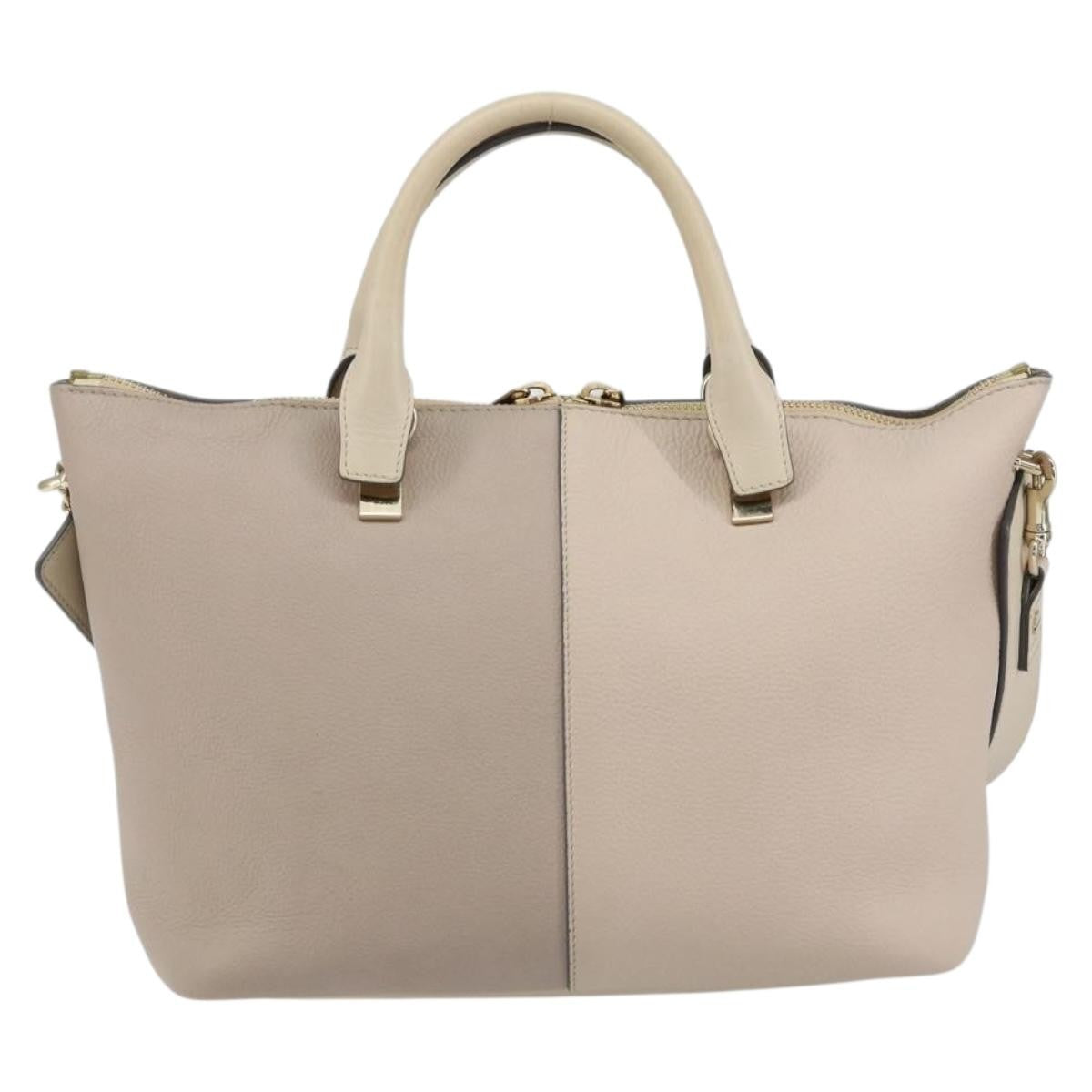 Chloe Bicolor Baylee Satchel Leather, GRAY, LEATHER, Tote bag