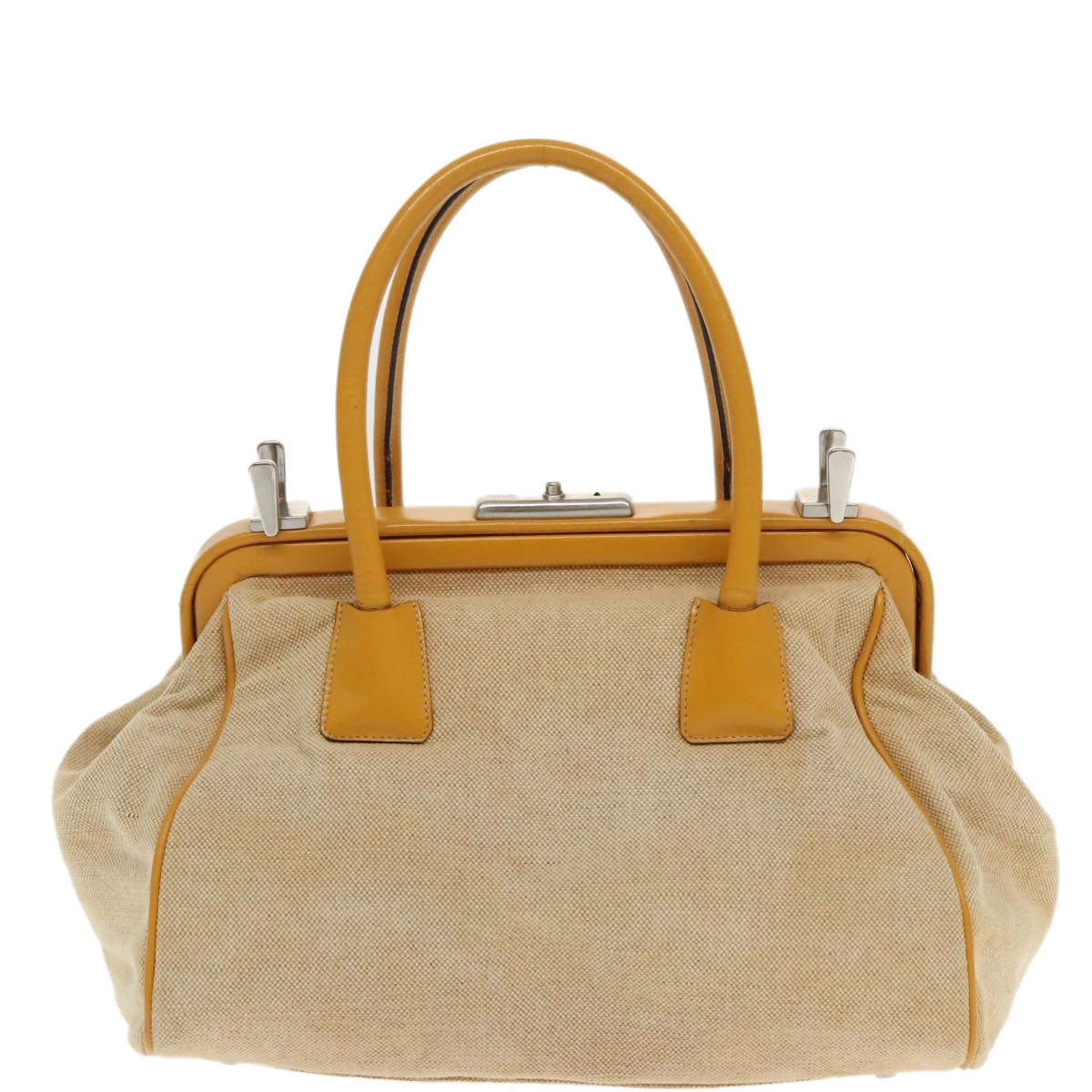 Prada Madras Cerniera Doctor Bag Canvas and Leather, BEIGE, CANVAS, Handbag