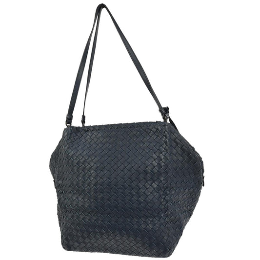 Bottega Veneta Zip Cube Messenger Intrecciato Nappa, NAVY, LEATHER, Shoulder bag