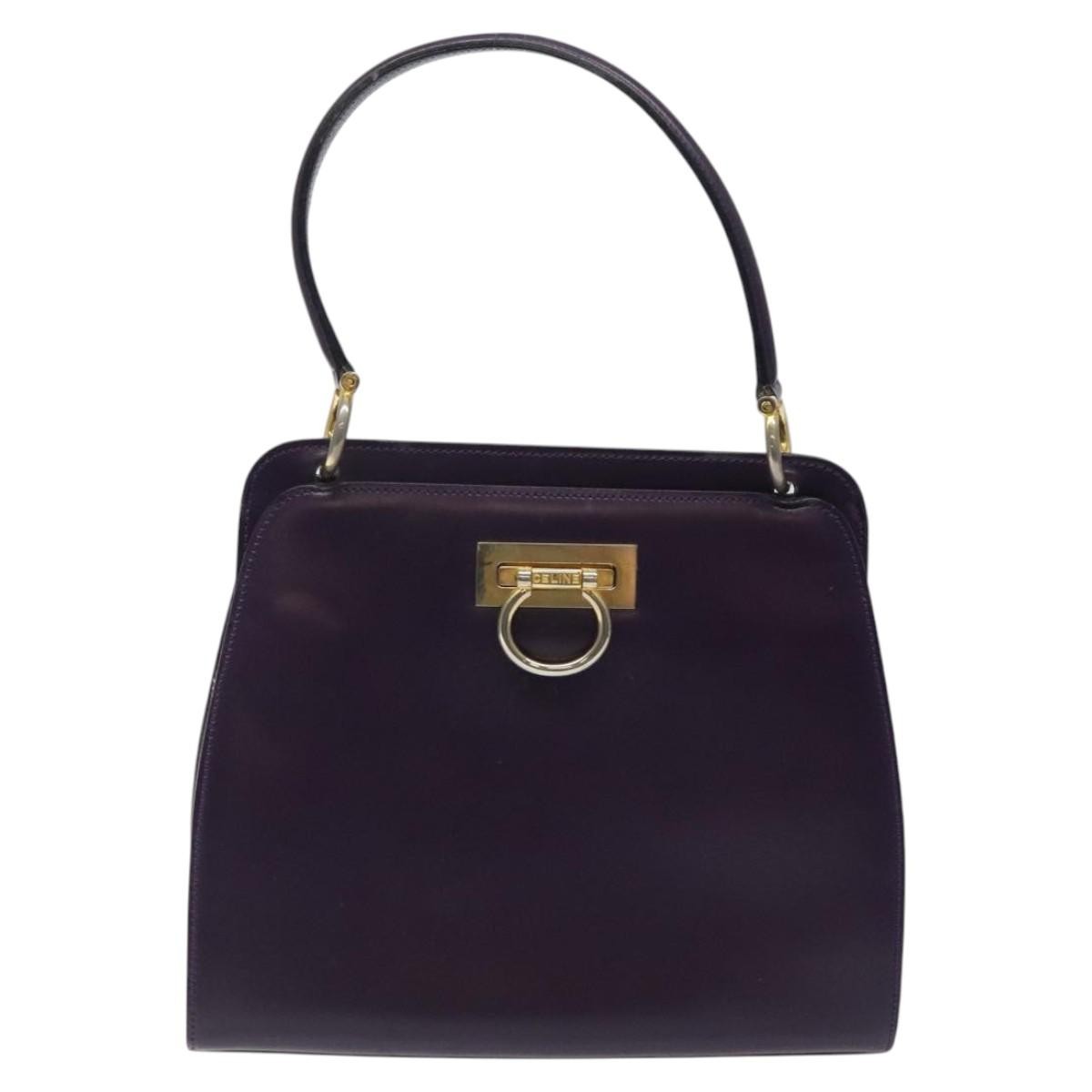 Celine Gancini Handbag Leather, PURPLE, LEATHER, Handbag
