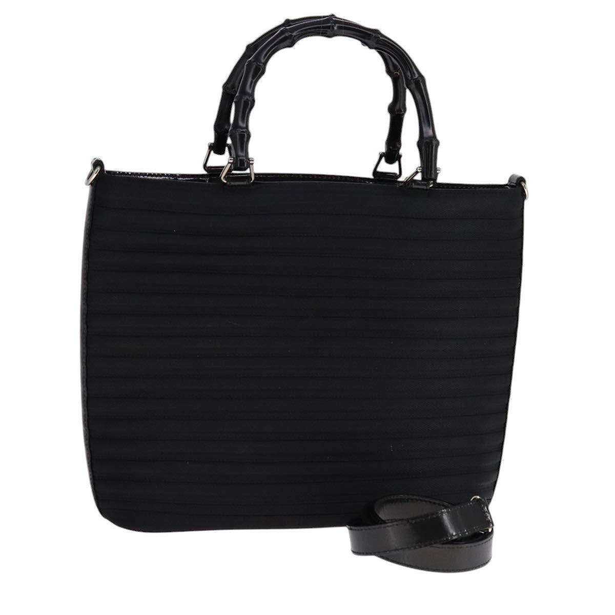 Gucci Convertible Bamboo Zip Tote Nylon, Black, Nylon, Tote Bag