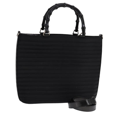 Gucci Convertible Bamboo Zip Tote Nylon, Black, Nylon, Tote Bag