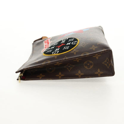 Louis Vuitton Toiletry Pouch Limited Edition Patches Monogram Canvas, BROWN, CANVAS, Clutche & pouche