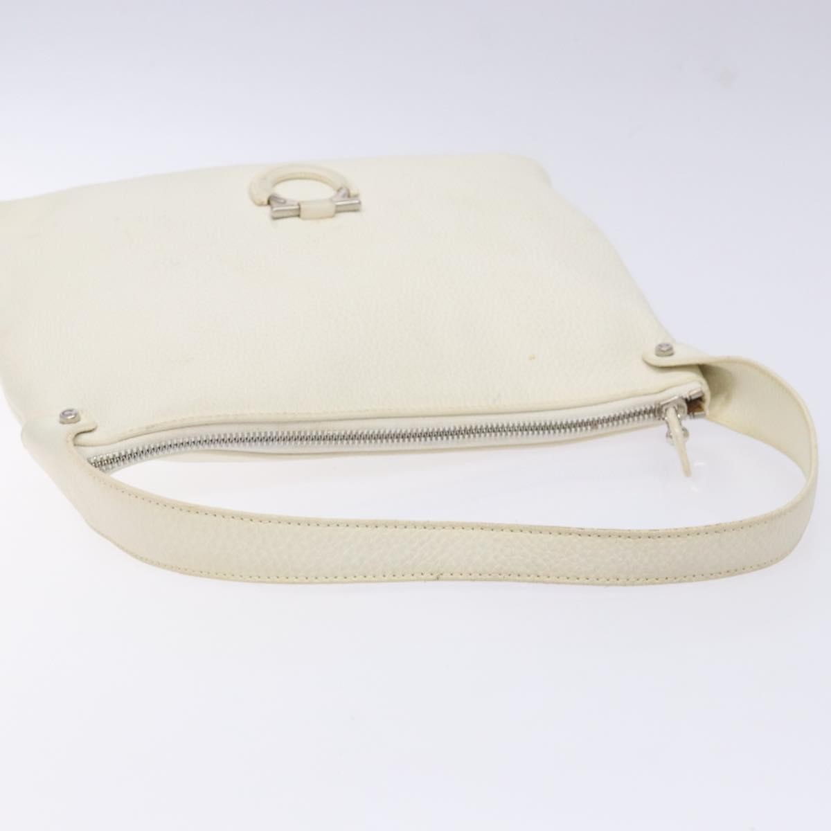 Salvatore Ferragamo Gancini Shoulder Bag Leather, WHITE, LEATHER, Shoulder bag