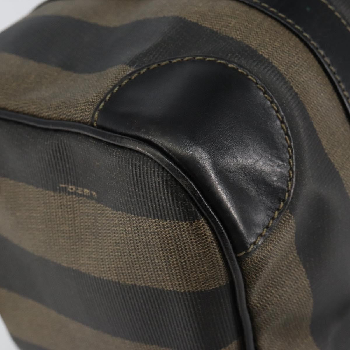 Fendi Vintage Pequin Boston Bag Coated Canvas, BROWN, CANVAS, Handbag