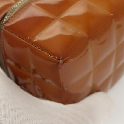Chanel Rubiks Cube Wristlet Quilted Patent, BROWN, PATENT_LEATHER, Clutche & pouche