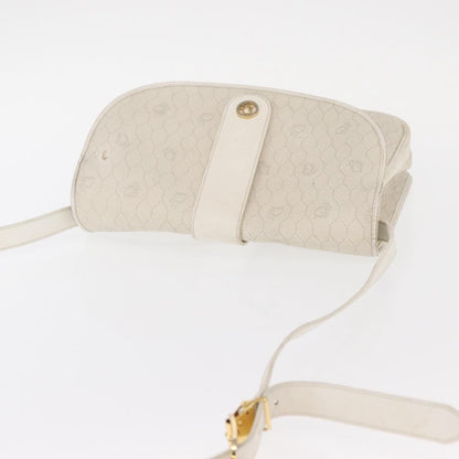 Christian Dior Vintage Honeycomb Flap Crossbody Bag Canvas and Leather, WHITE, CANVAS, Shoulder bag