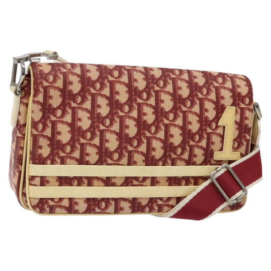 Christian Dior Vintage Flap Crossbody Bag Canvas, RED, CANVAS, Shoulder bag
