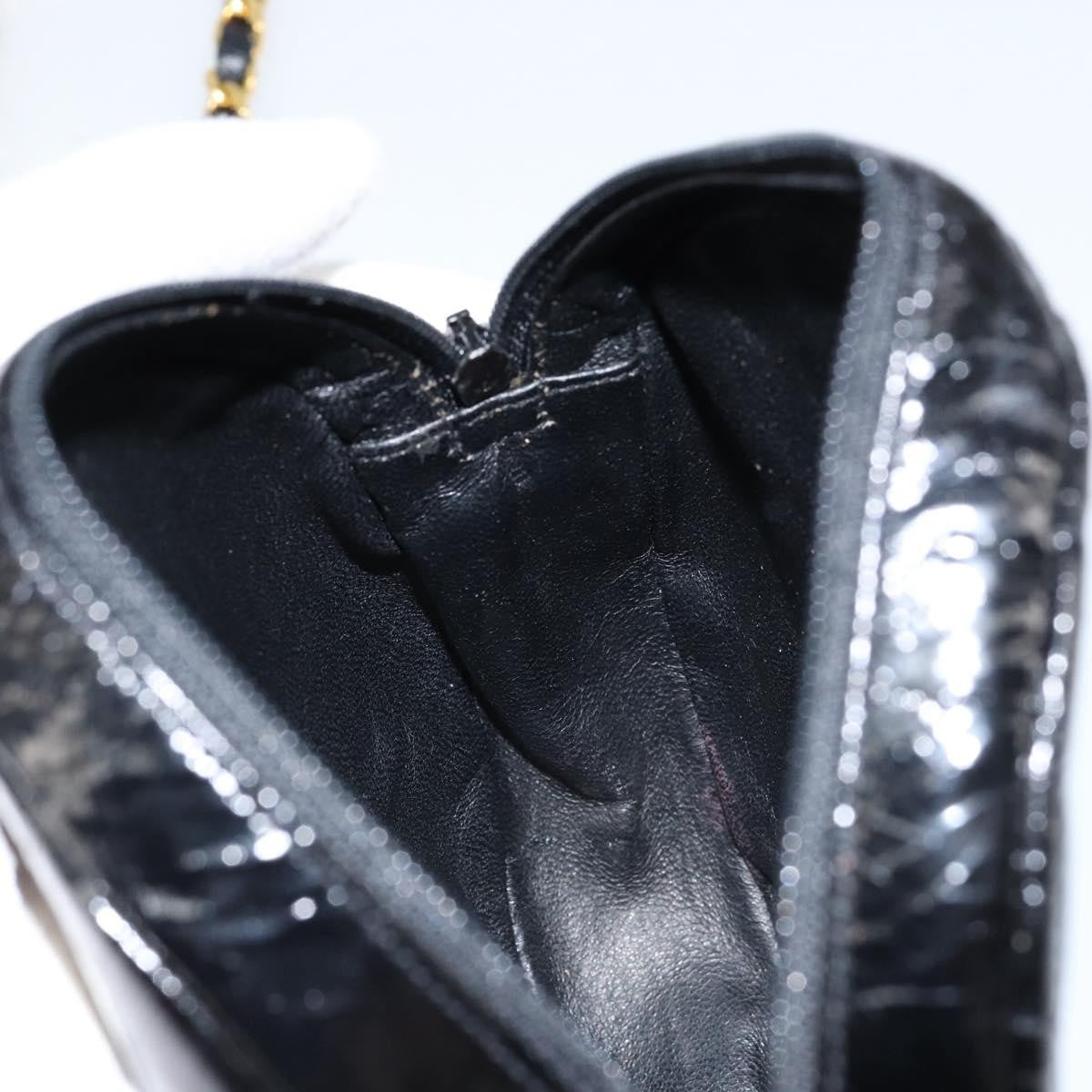 Chanel Vintage Camellia Round Evening Bag Lambskin and Satin, BLACK, PATENT_LEATHER, Clutche & pouche