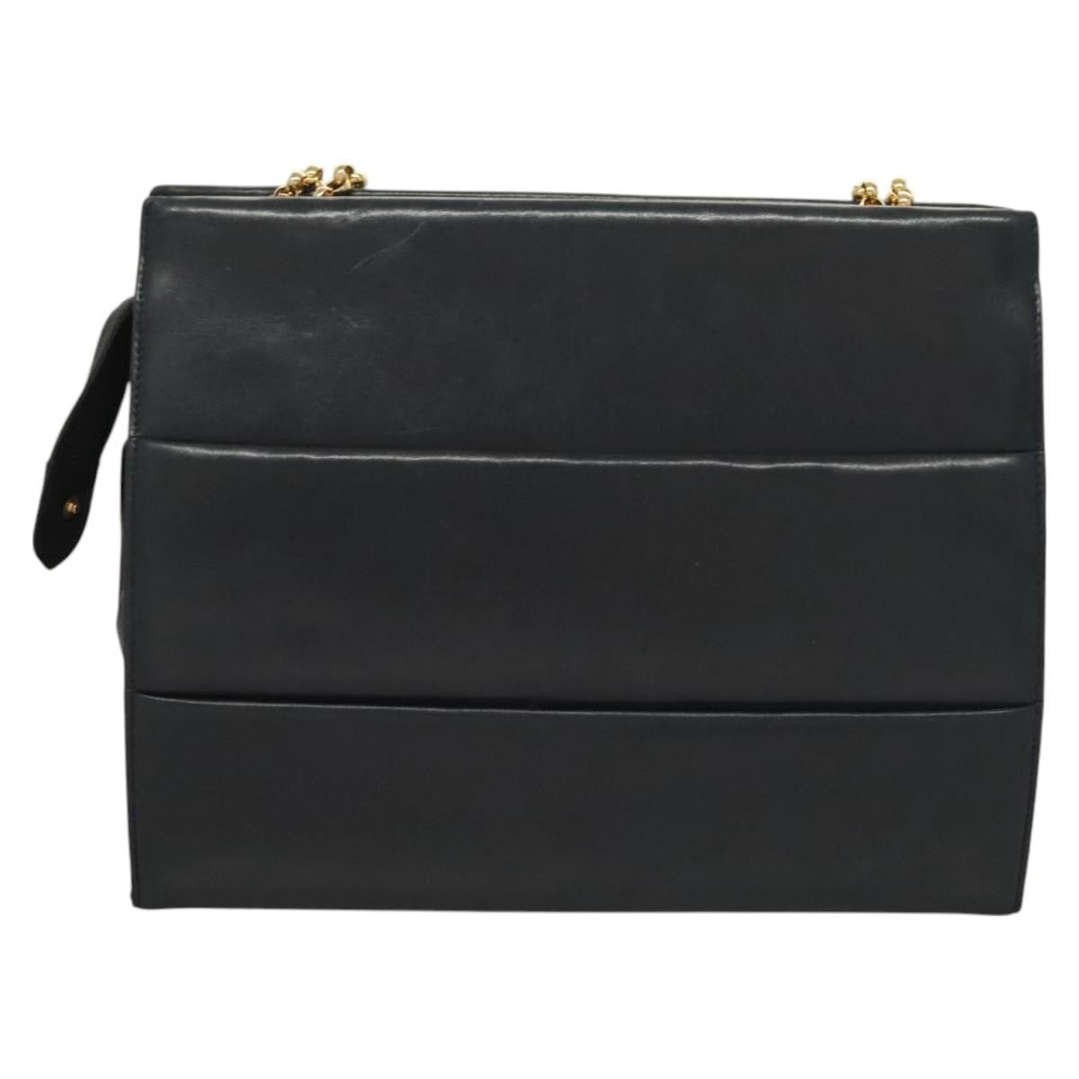 Salvatore Ferragamo Chain Shoulder Bag Leather, NAVY, LEATHER, Shoulder bag