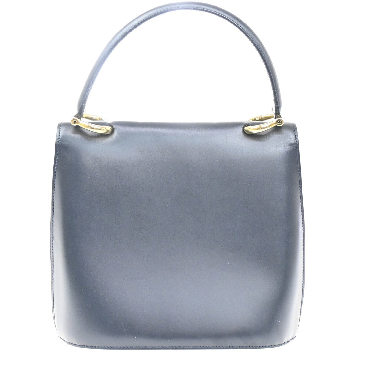 Celine Gancini Handbag Leather, NAVY, LEATHER, Handbag