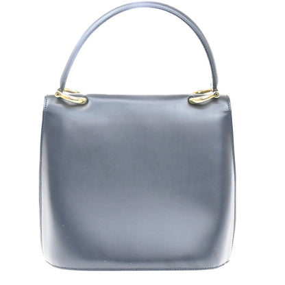 Celine Gancini Handbag Leather, NAVY, LEATHER, Handbag