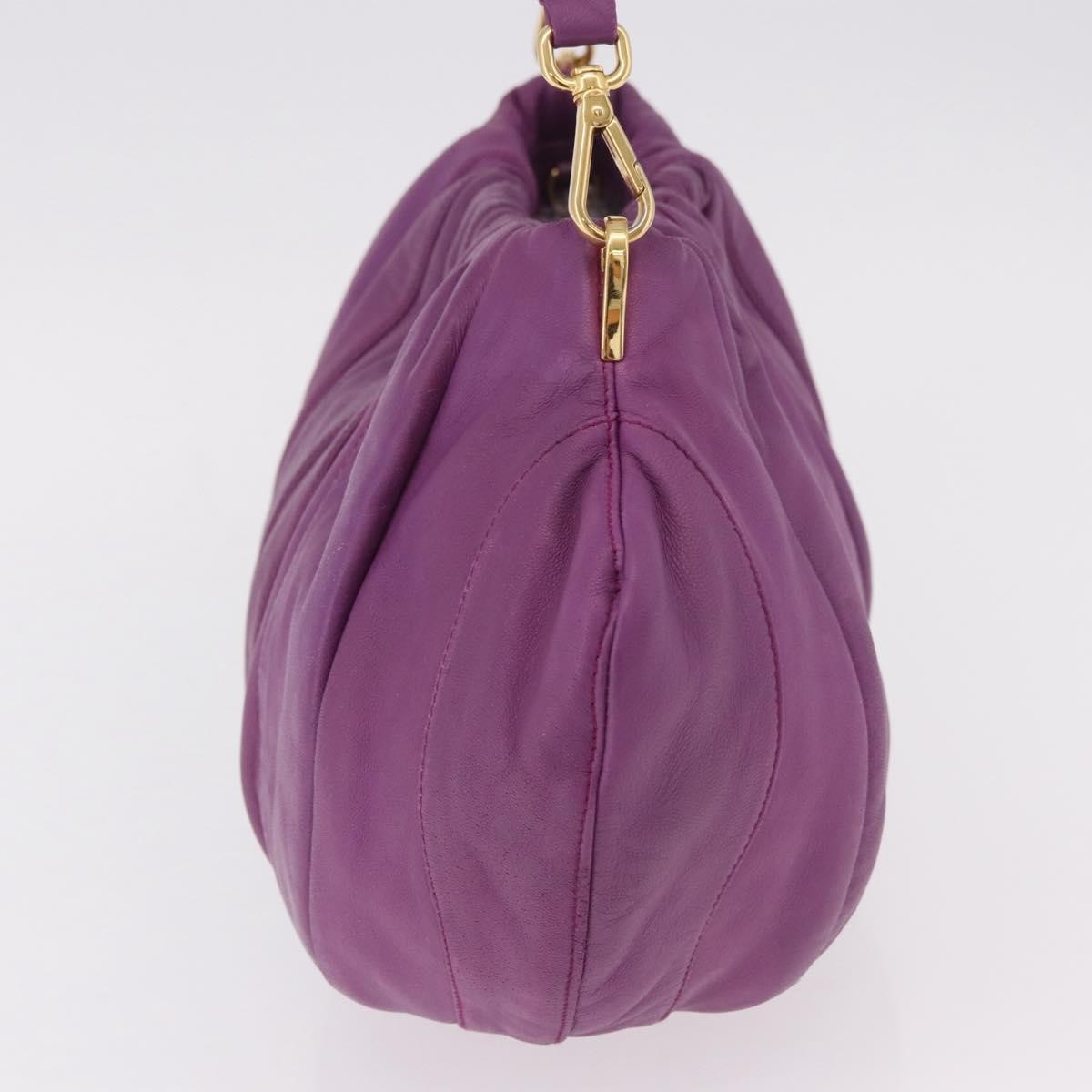 Prada Pleats Shoulder Bag Cervo Leather, Purple, Leather, Handbag