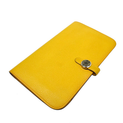 Hermes Dogon Duo Combined Wallet Leather, Yellow, Leather, Wallet