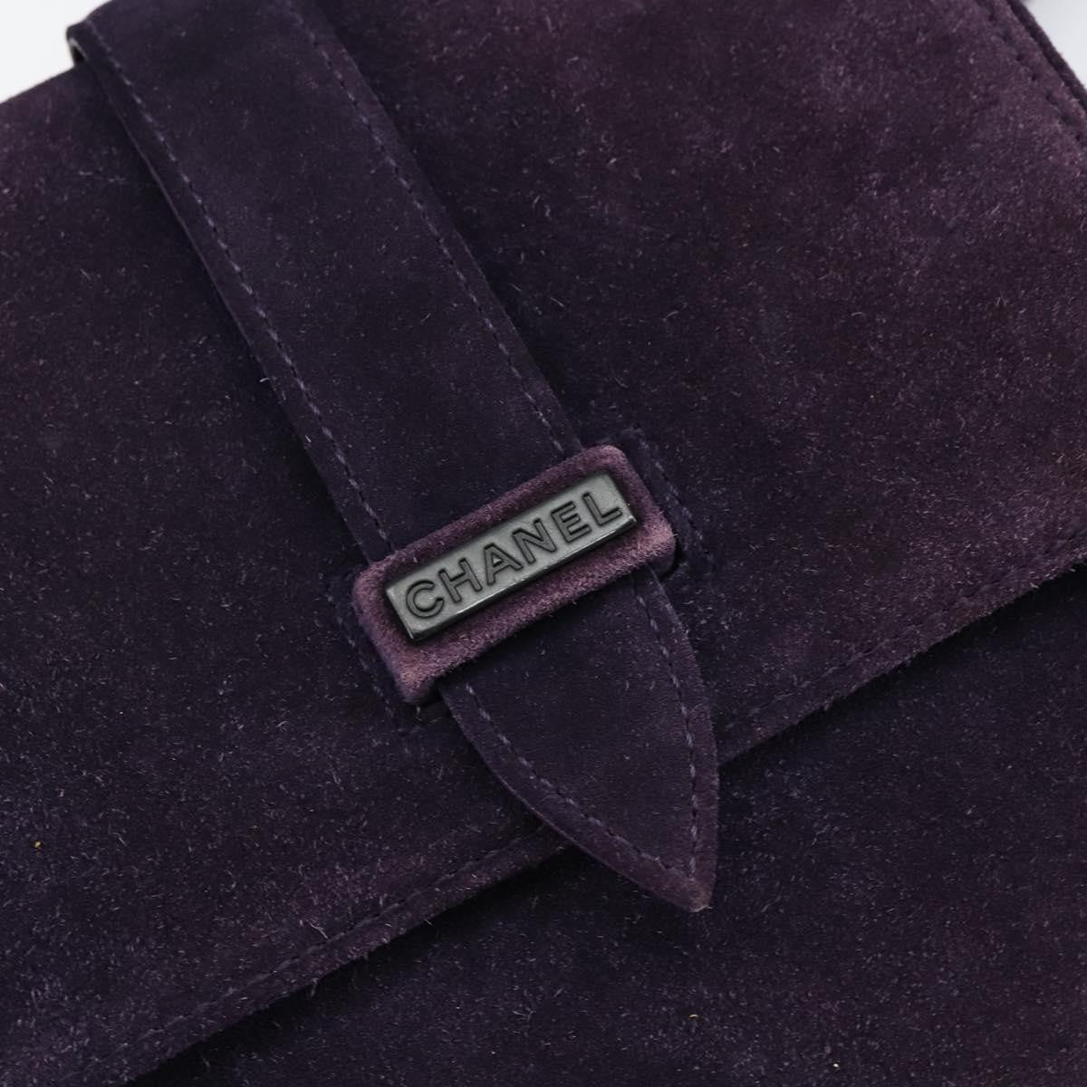 Chanel Flap Clutch Shearling, PURPLE, SUEDE, Clutche & pouche