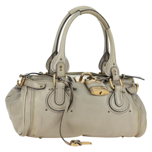 Chloe Paddington Lock Handbag Leather, Beige, Leather, Handbag