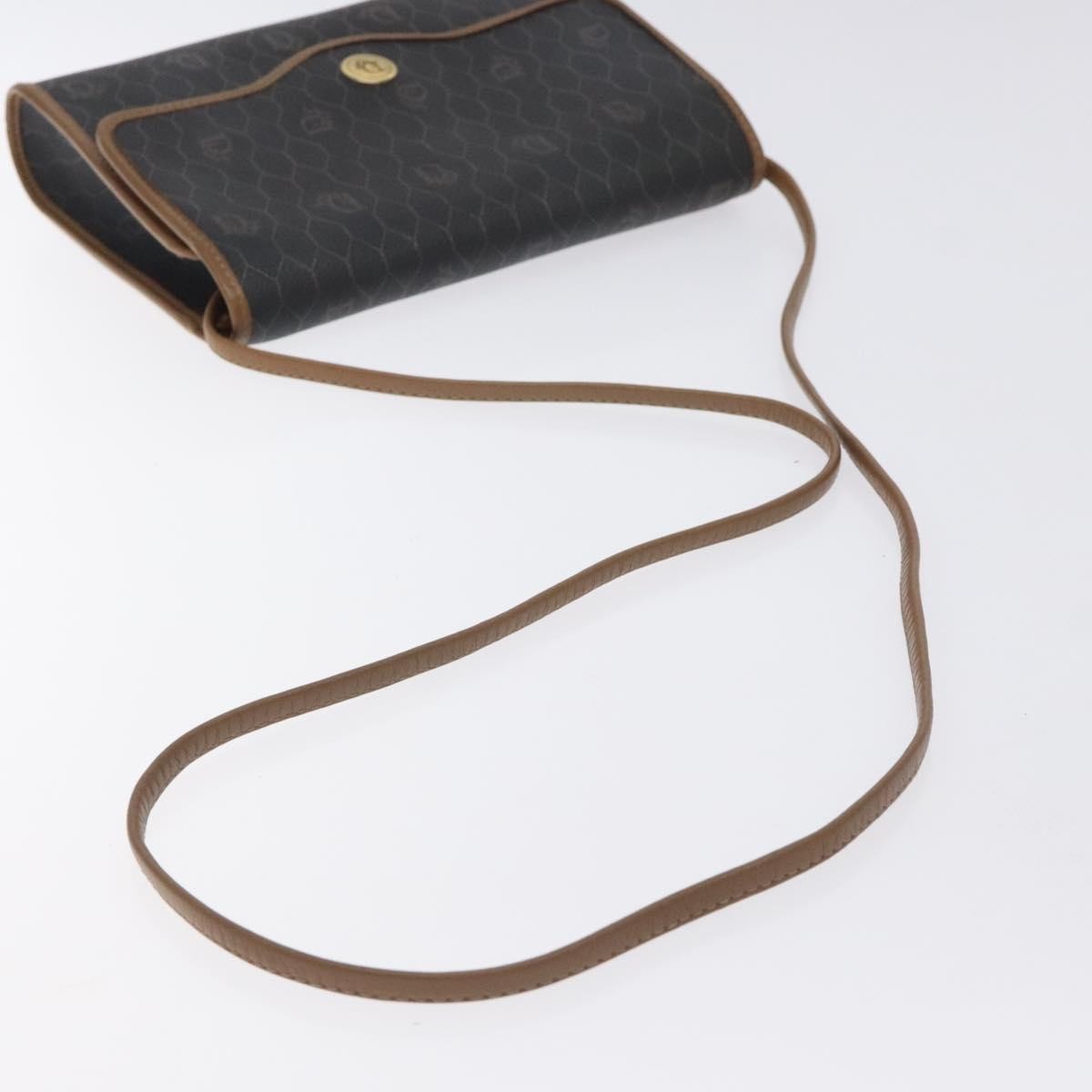 Christian Dior Vintage Honeycomb Flap Crossbody Bag Coated Canvas, BLACK, CANVAS, Crossbody bag