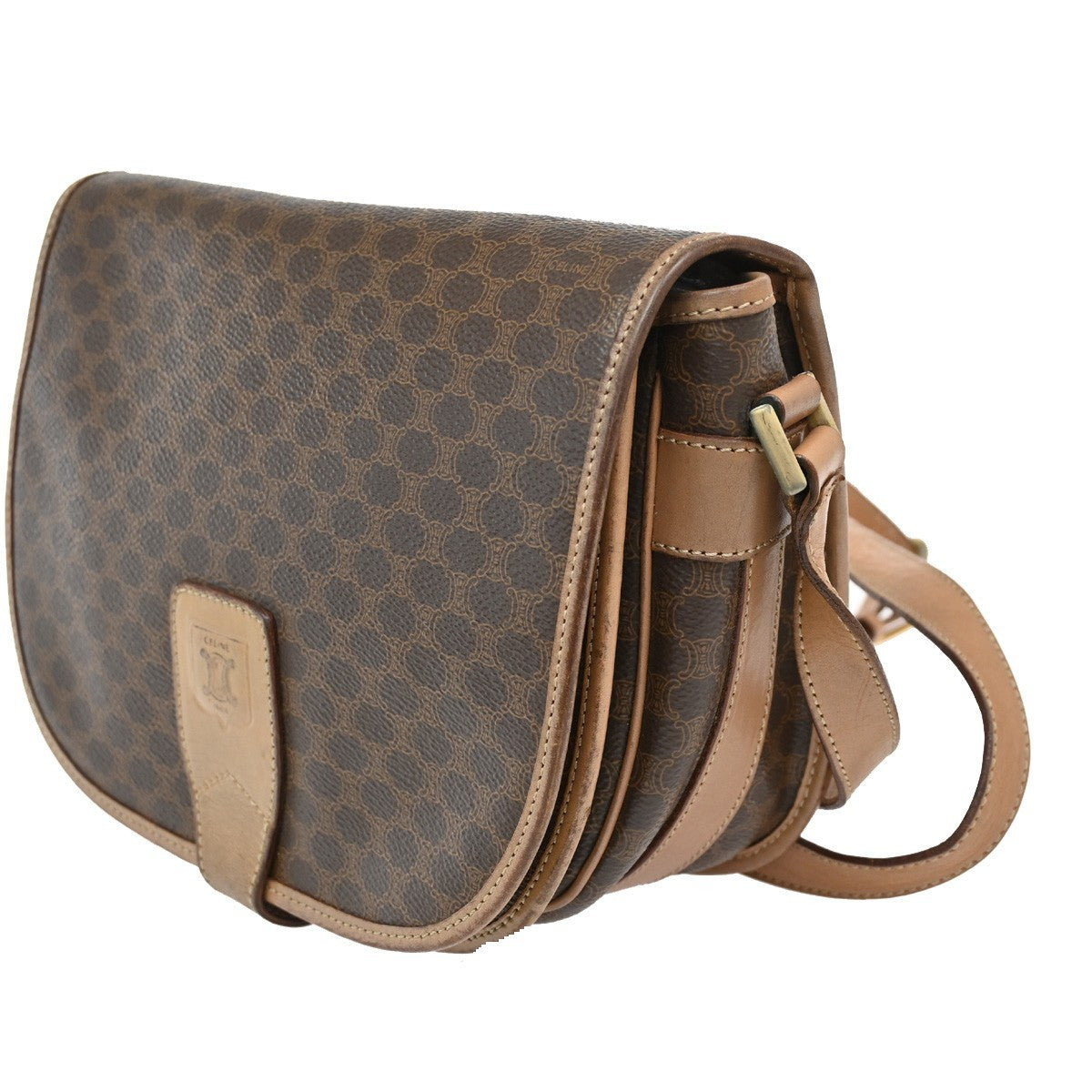 Celine Macadam Shoulder Bag Canvas, BROWN, CANVAS, Shoulder bag