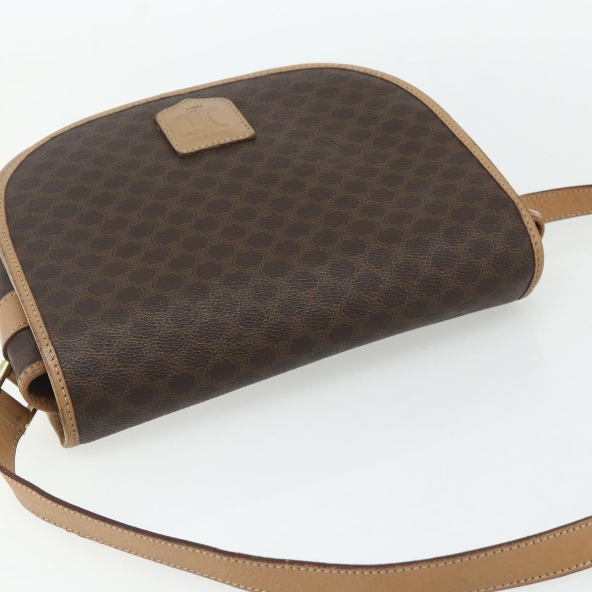 Celine Vintage Macadam Shoulder Bag Canvas and Leather, Brown, Canvas, Shoulder Bag