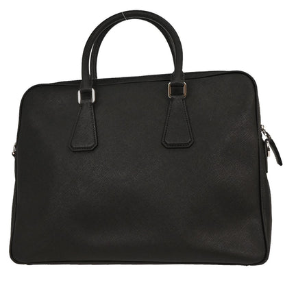 Prada Convertible Zip Around Briefcase Saffiano Leather, BLACK, LEATHER, Handbag