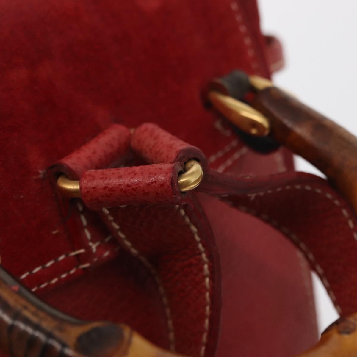 Gucci Vintage Bamboo Backpack Suede, RED, SUEDE, Backpack
