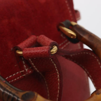 Gucci Vintage Bamboo Backpack Suede, RED, SUEDE, Backpack
