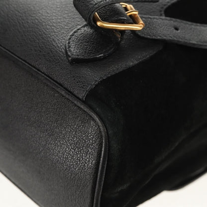 Gucci Vintage Bamboo Backpack Suede, BLACK, SUEDE, Backpack