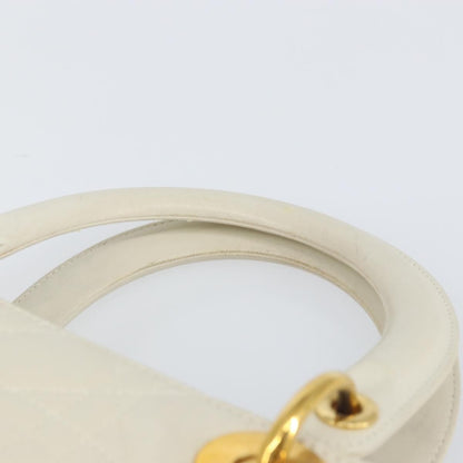 Christian Dior Vintage Lady Dior Bag Cannage Quilt Lambskin, WHITE, LEATHER, Handbag