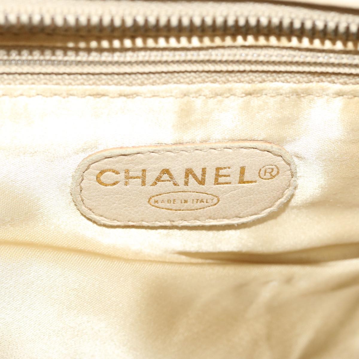 Chanel Resin Chain Handle Shoulder Bag Canvas, BEIGE, CANVAS, Shoulder bag