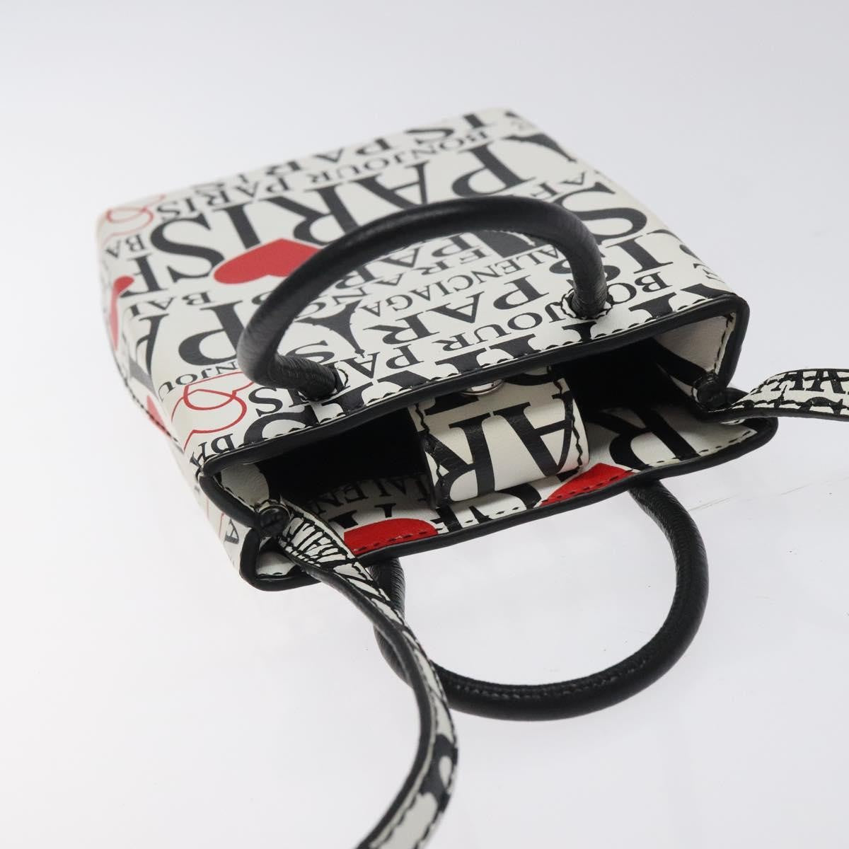 Balenciaga Shopping Phone Holder Printed Leather, WHITE, LEATHER, Tech accessory