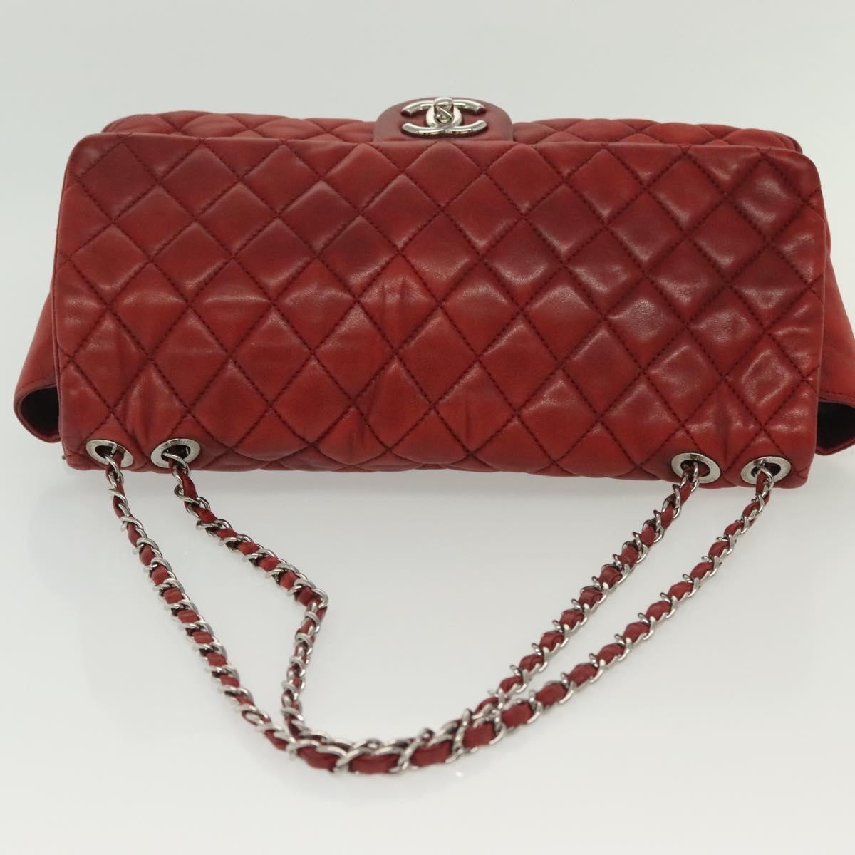 Chanel Now and Forever Flap Bag Quilted Lambskin, RED, LEATHER, Shoulder bag