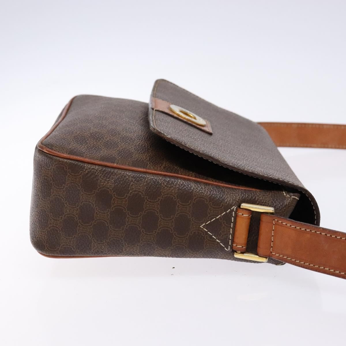 Celine Macadam Shoulder Bag PVC Leather, BROWN, CANVAS, Shoulder bag