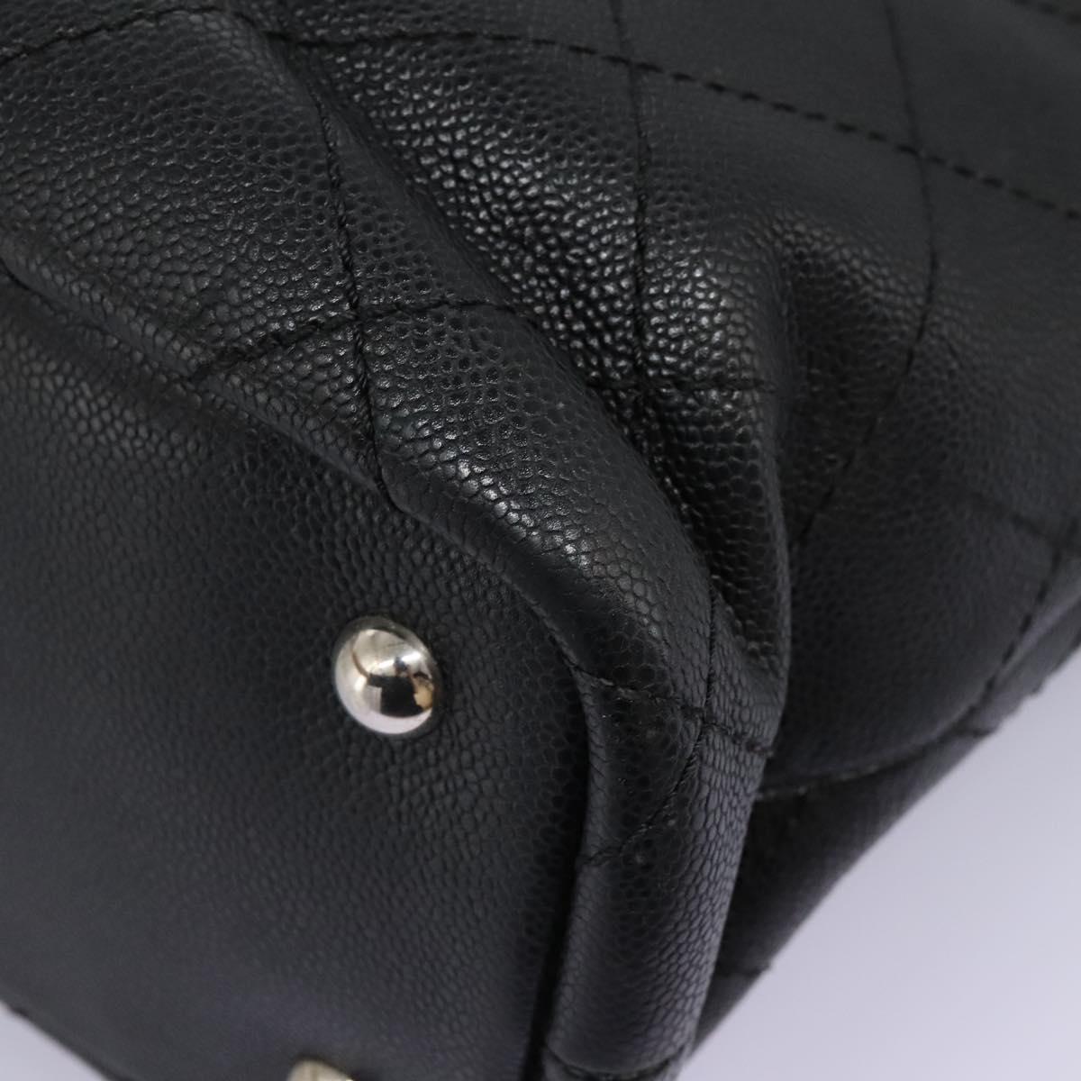 Chanel Fever Tote Quilted Caviar, BLACK, LEATHER, Tote bag