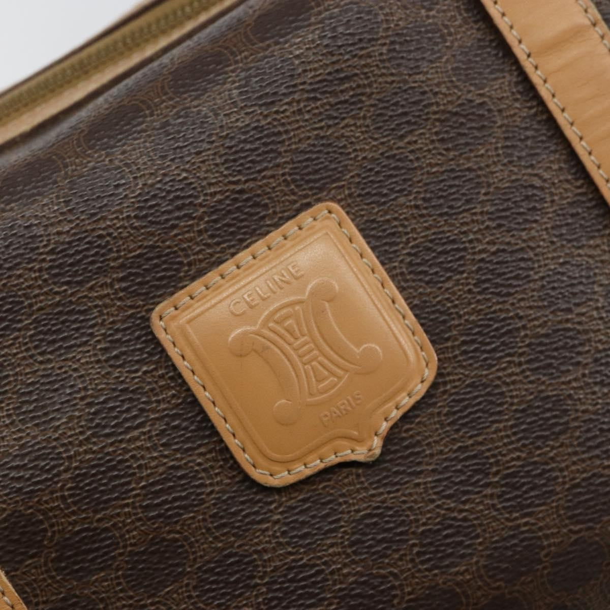 Celine Macadam Handbag Macadam with leather, BROWN, CANVAS, Handbag