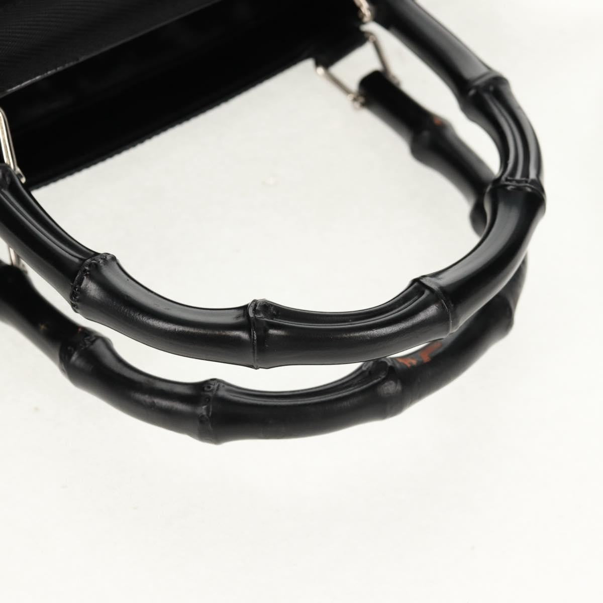 Gucci Vintage Bamboo Handle Bag Nylon, BLACK, NYLON, Handbag
