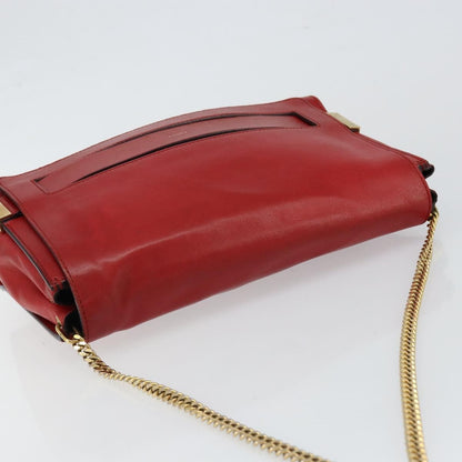 Chloe Elle Chain Clutch Leather, RED, LEATHER, Clutche & pouche